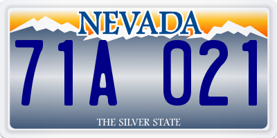 NV license plate 71A021