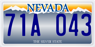 NV license plate 71A043