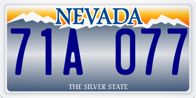 NV license plate 71A077