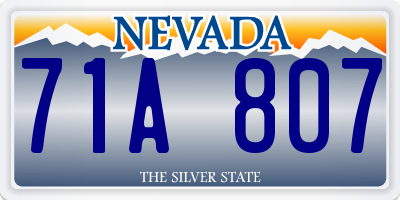 NV license plate 71A807