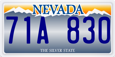 NV license plate 71A830