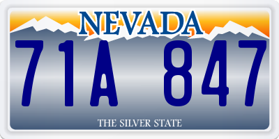 NV license plate 71A847
