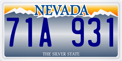 NV license plate 71A931