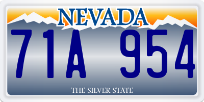 NV license plate 71A954