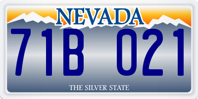 NV license plate 71B021