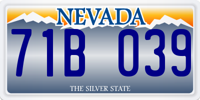 NV license plate 71B039