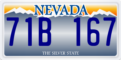 NV license plate 71B167