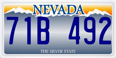 NV license plate 71B492