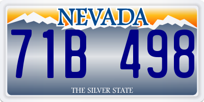 NV license plate 71B498