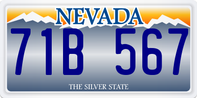 NV license plate 71B567