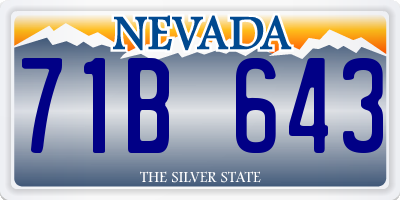 NV license plate 71B643
