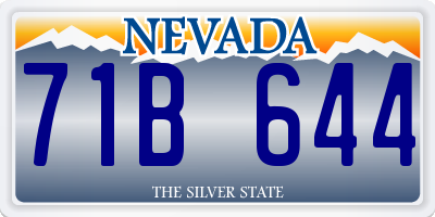 NV license plate 71B644