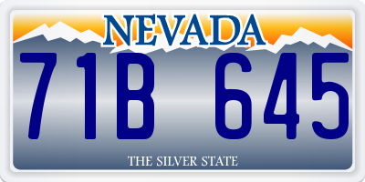 NV license plate 71B645