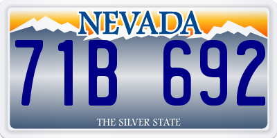 NV license plate 71B692