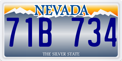 NV license plate 71B734