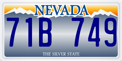 NV license plate 71B749
