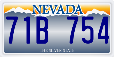 NV license plate 71B754