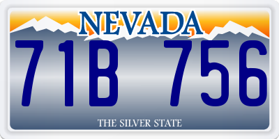 NV license plate 71B756