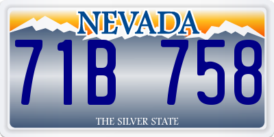 NV license plate 71B758