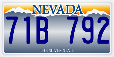NV license plate 71B792