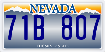 NV license plate 71B807