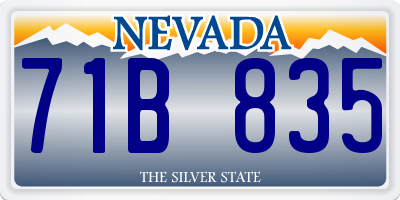 NV license plate 71B835