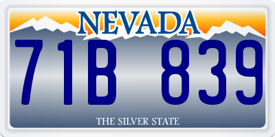 NV license plate 71B839