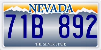 NV license plate 71B892