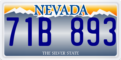 NV license plate 71B893