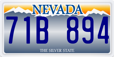 NV license plate 71B894