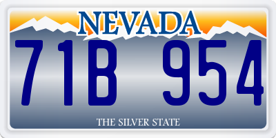 NV license plate 71B954