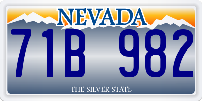 NV license plate 71B982