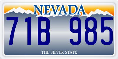 NV license plate 71B985