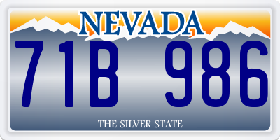 NV license plate 71B986