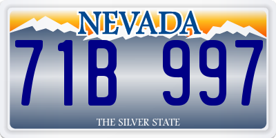 NV license plate 71B997