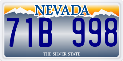 NV license plate 71B998