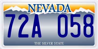 NV license plate 72A058