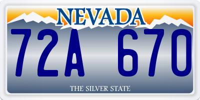 NV license plate 72A670