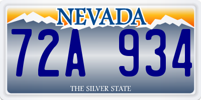 NV license plate 72A934