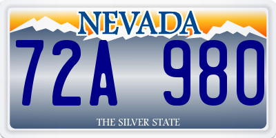 NV license plate 72A980