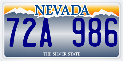 NV license plate 72A986