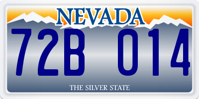 NV license plate 72B014