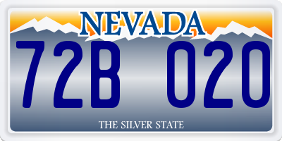 NV license plate 72B020