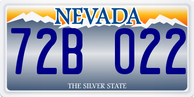 NV license plate 72B022