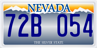 NV license plate 72B054