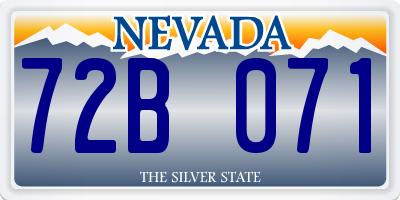 NV license plate 72B071