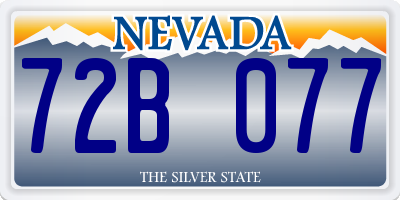 NV license plate 72B077