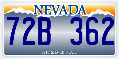 NV license plate 72B362
