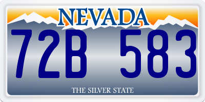 NV license plate 72B583