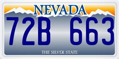 NV license plate 72B663